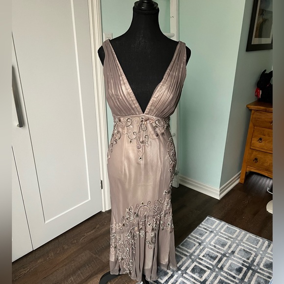 Scala Taupe Beaded Mermaid New Years Dress. - Picture 2 of 3